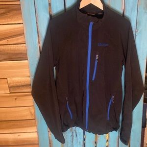 Marmot insulated soft shell jacket full zip size Large black with blue trim